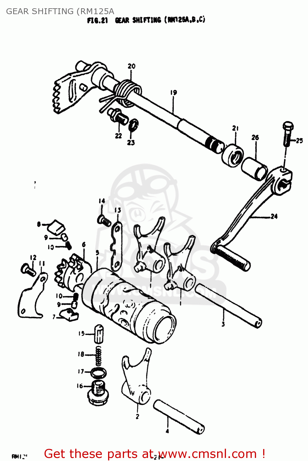 GEAR SHIFTING (RM125A RM125 1975 (M) USA (E03)