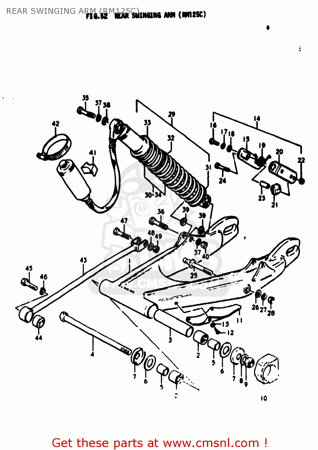 REAR SWINGING ARM (RM125C) RM125 1975 (M) USA (E03)