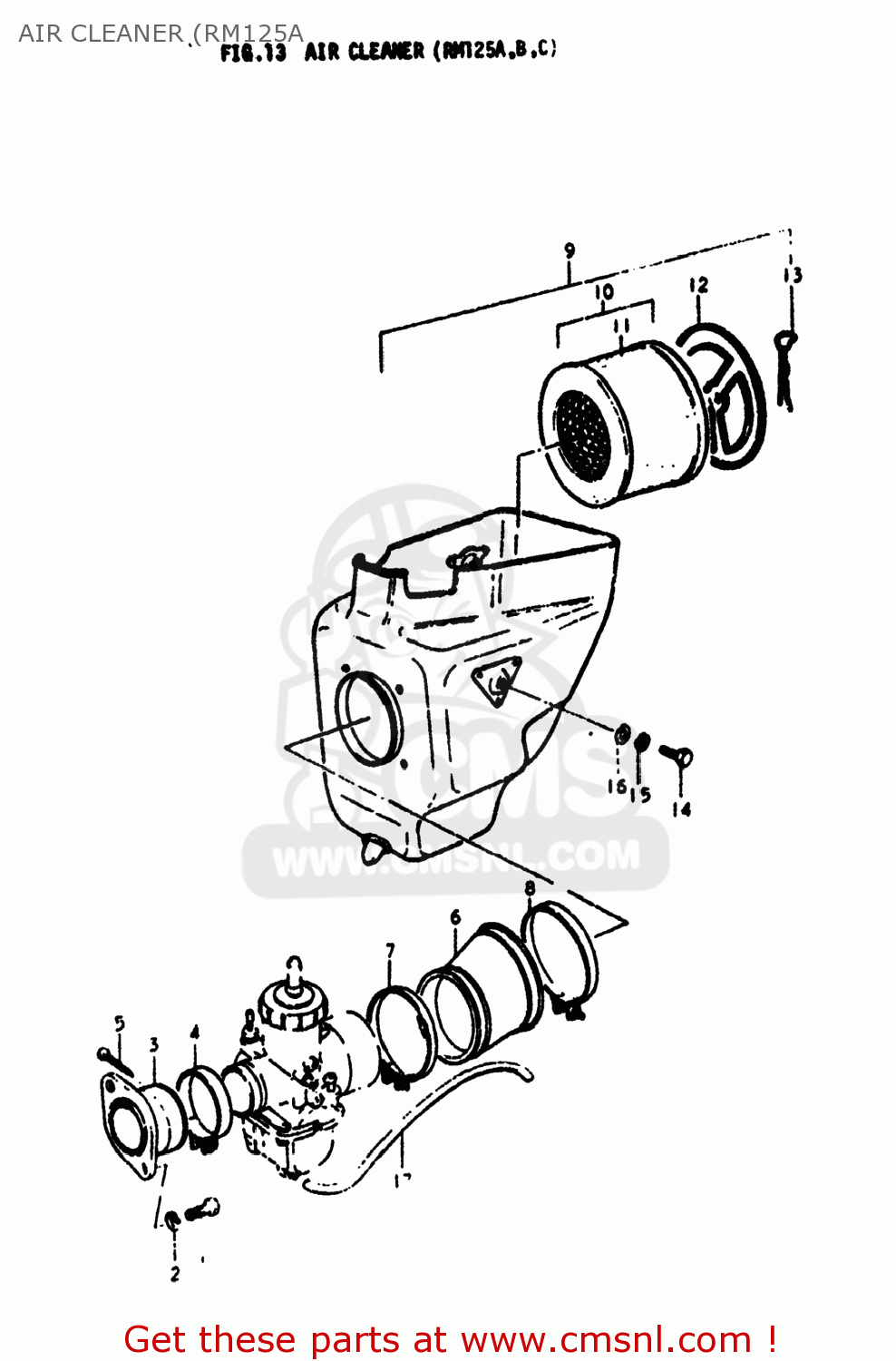 AIR CLEANER (RM125A RM125 1976 (A) USA (E03)