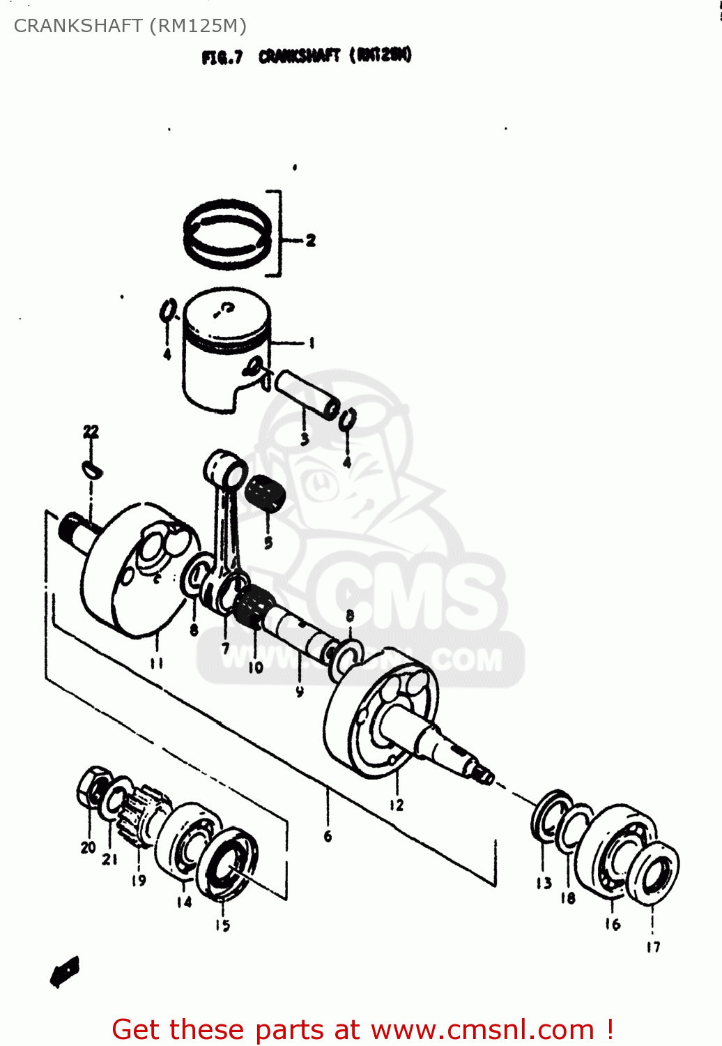 CRANKSHAFT (RM125M) RM125 1976 (A) USA (E03)