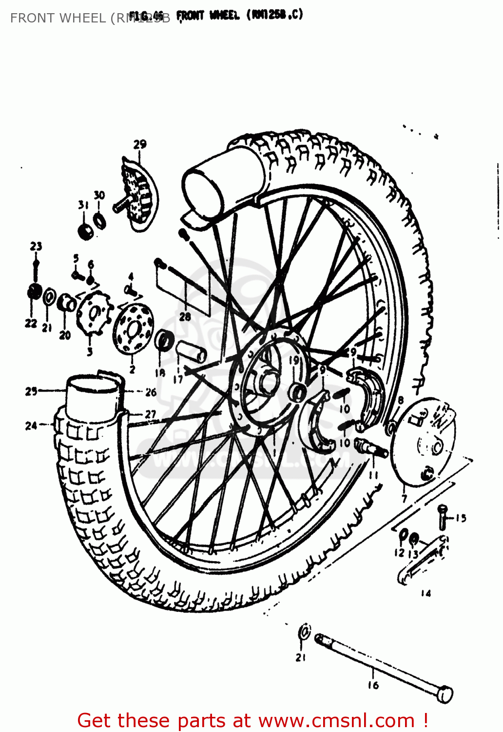 FRONT WHEEL (RM125B RM125 1976 (A) USA (E03)