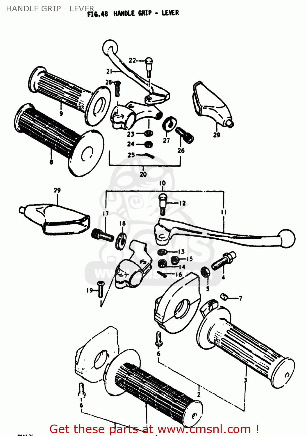 HANDLE GRIP - LEVER RM125 1976 (A) USA (E03)