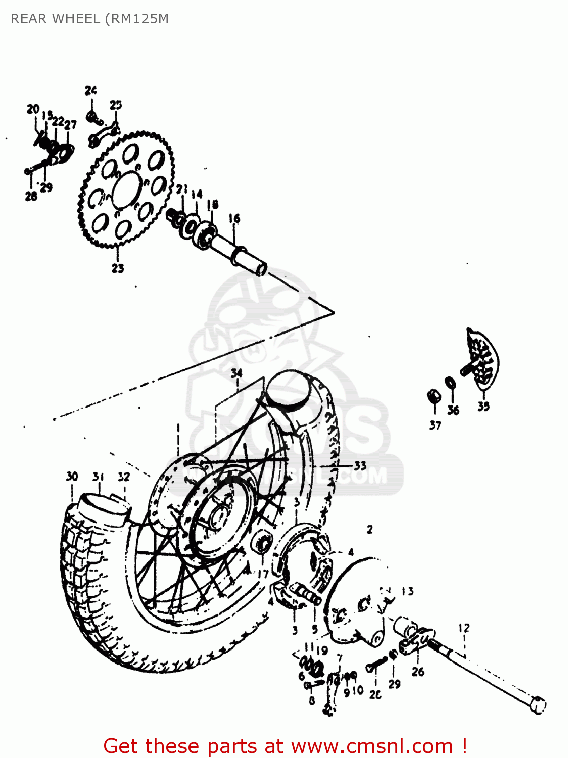 REAR WHEEL (RM125M RM125 1976 (A) USA (E03)