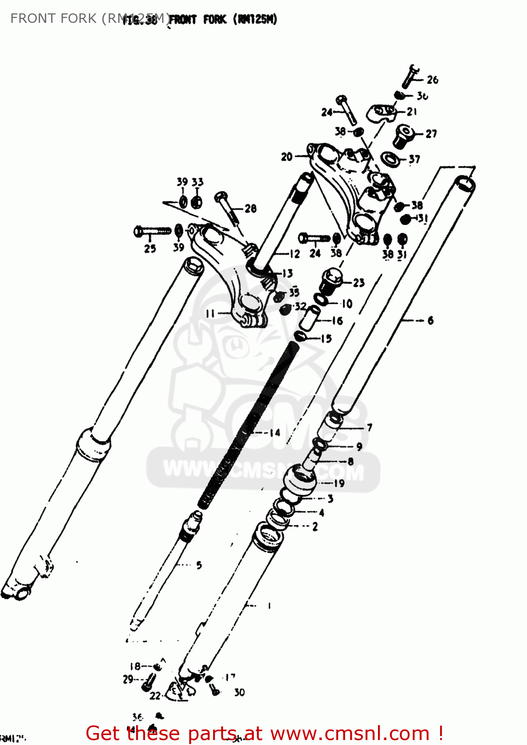 FRONT FORK (RM125M) RM125 1977 (B) USA (E03)