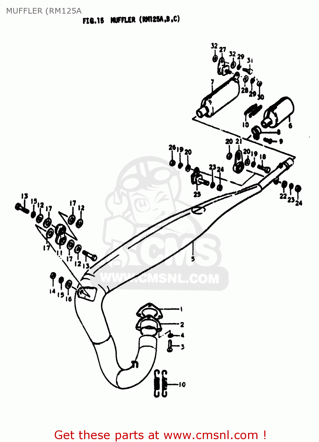 MUFFLER (RM125A RM125 1977 (B) USA (E03)