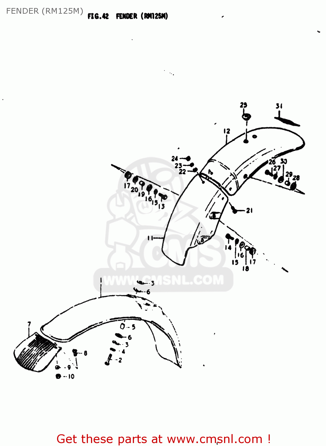 Suzuki RM125 1978 (C) USA (E03) FENDER (RM125M) - buy original FENDER ...