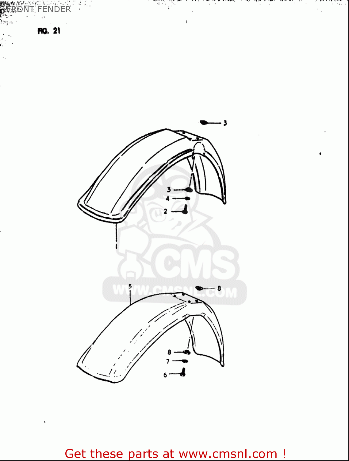 Suzuki RM125 1979 1980 (N T) USA (E03) FRONT FENDER - buy original ...