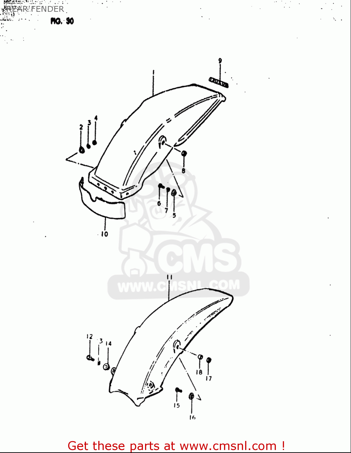 Suzuki RM125 1979 1980 (N T) USA (E03) REAR FENDER - buy original REAR ...