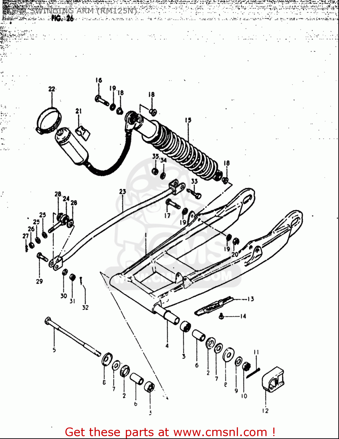 REAR SWINGING ARM (RM125N) RM125 1979 1980 (N T) USA (E03)