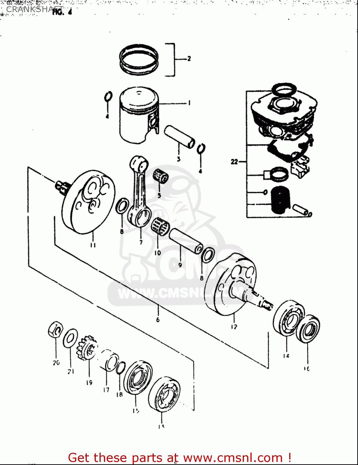 Suzuki Rm125 1979-1980 (usa) Crankshaft - schematic partsfiche