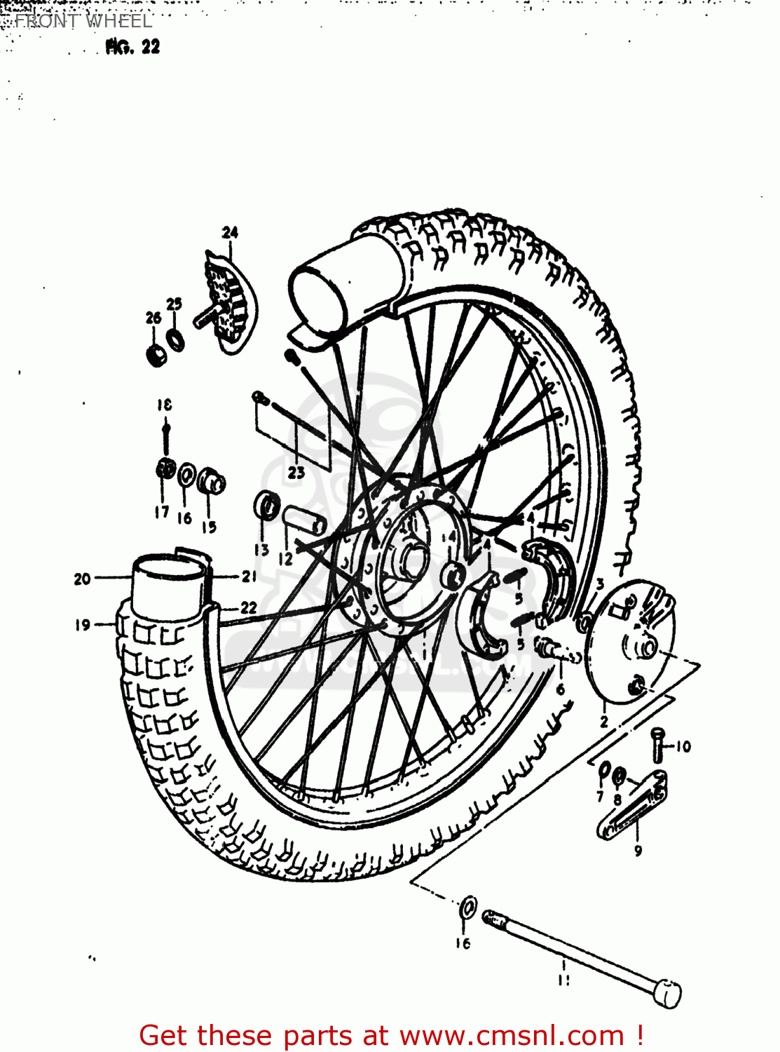 FRONT WHEEL RM125 1980 (T) USA (E03)