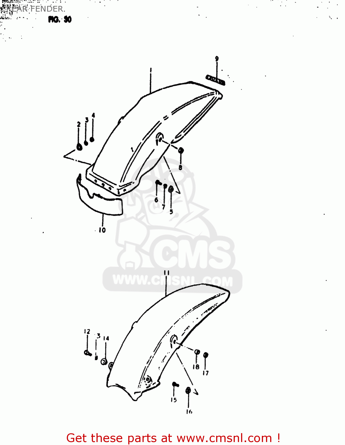 REAR FENDER RM125 1980 (T) USA (E03)