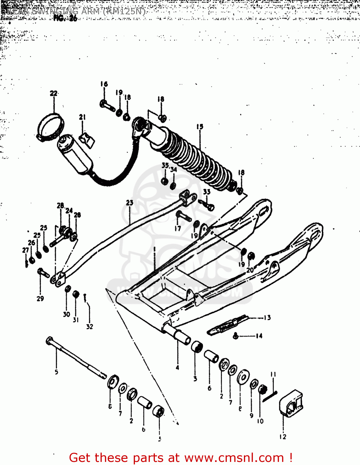 REAR SWINGING ARM (RM125N) RM125 1980 (T) USA (E03)