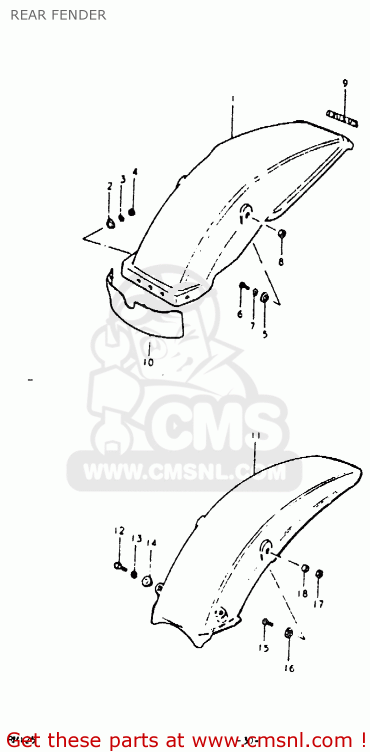REAR FENDER RM125 1980 (T)