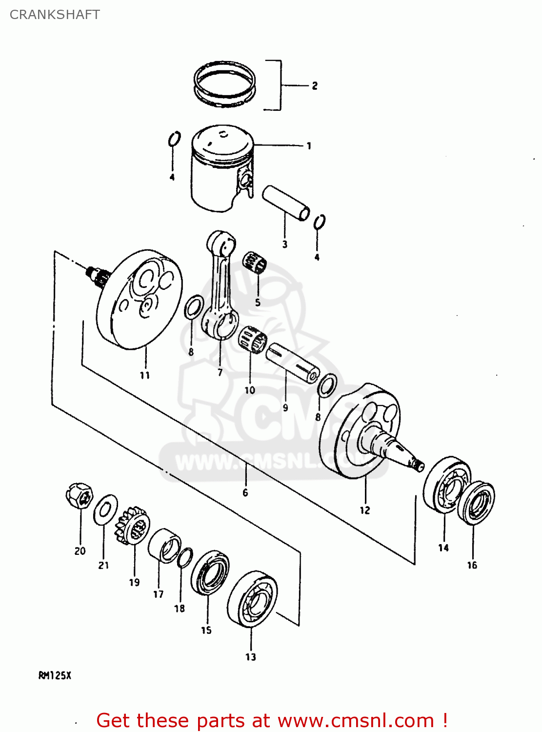 Suzuki RM125 1981 (X) CRANKSHAFT - buy original CRANKSHAFT spares online