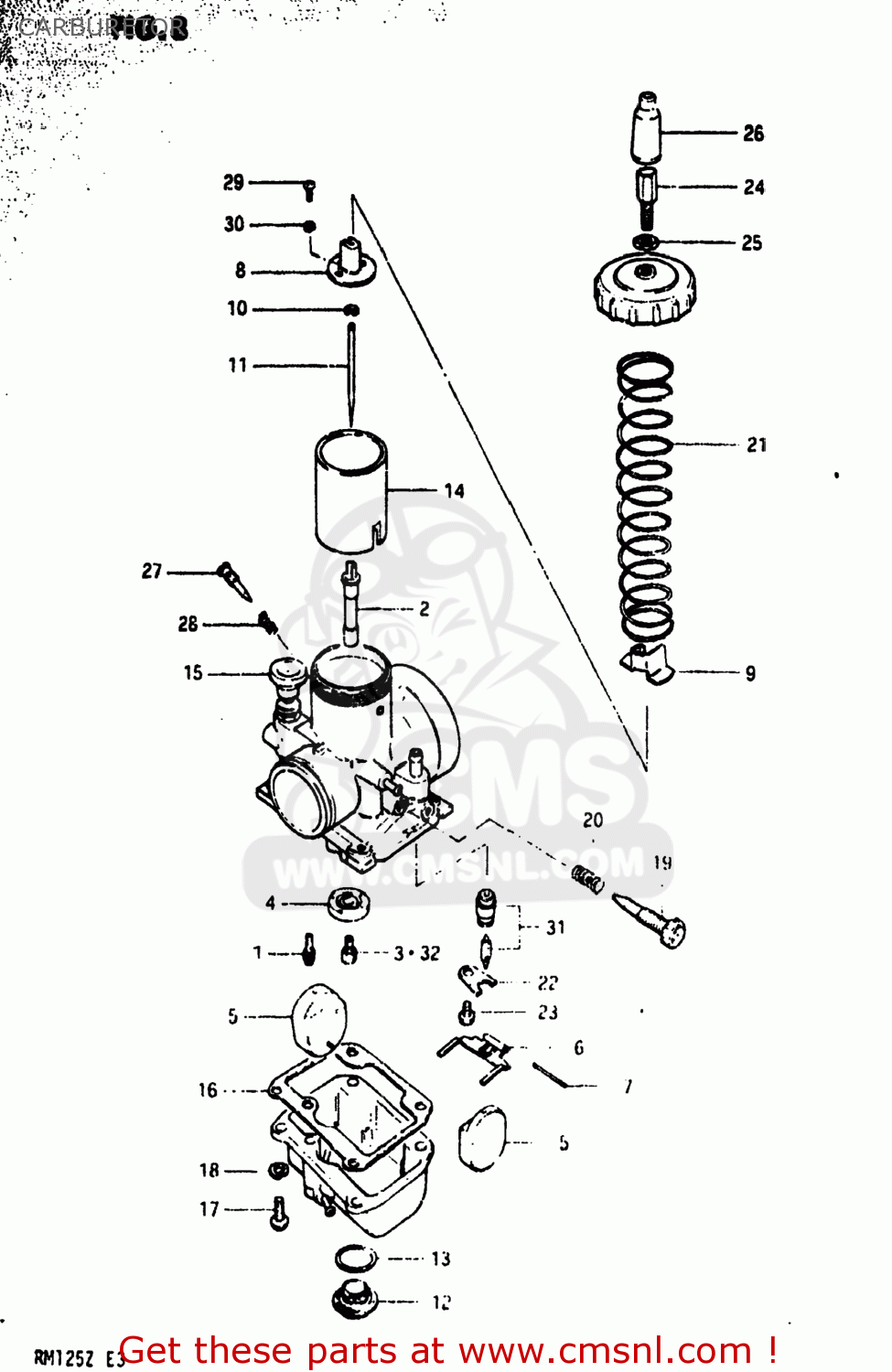 CARBURETOR RM125 1981 (X) USA (E03)