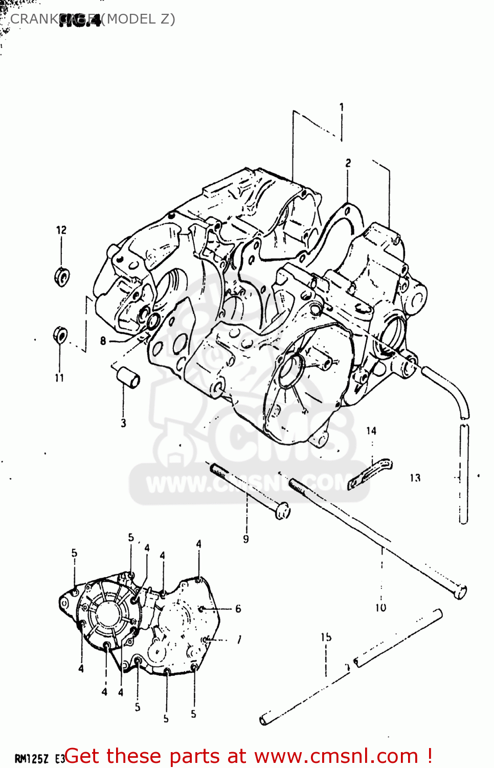 CRANKCASE (MODEL Z) RM125 1981 (X) USA (E03)