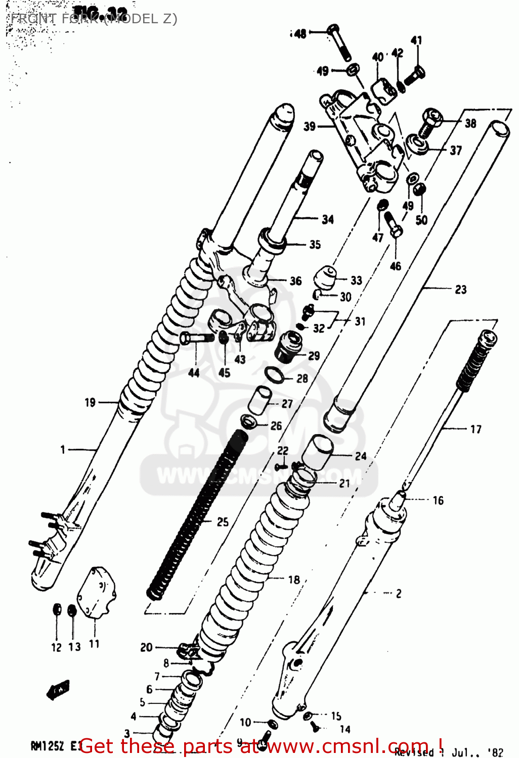 FRONT FORK (MODEL Z) RM125 1981 (X) USA (E03)