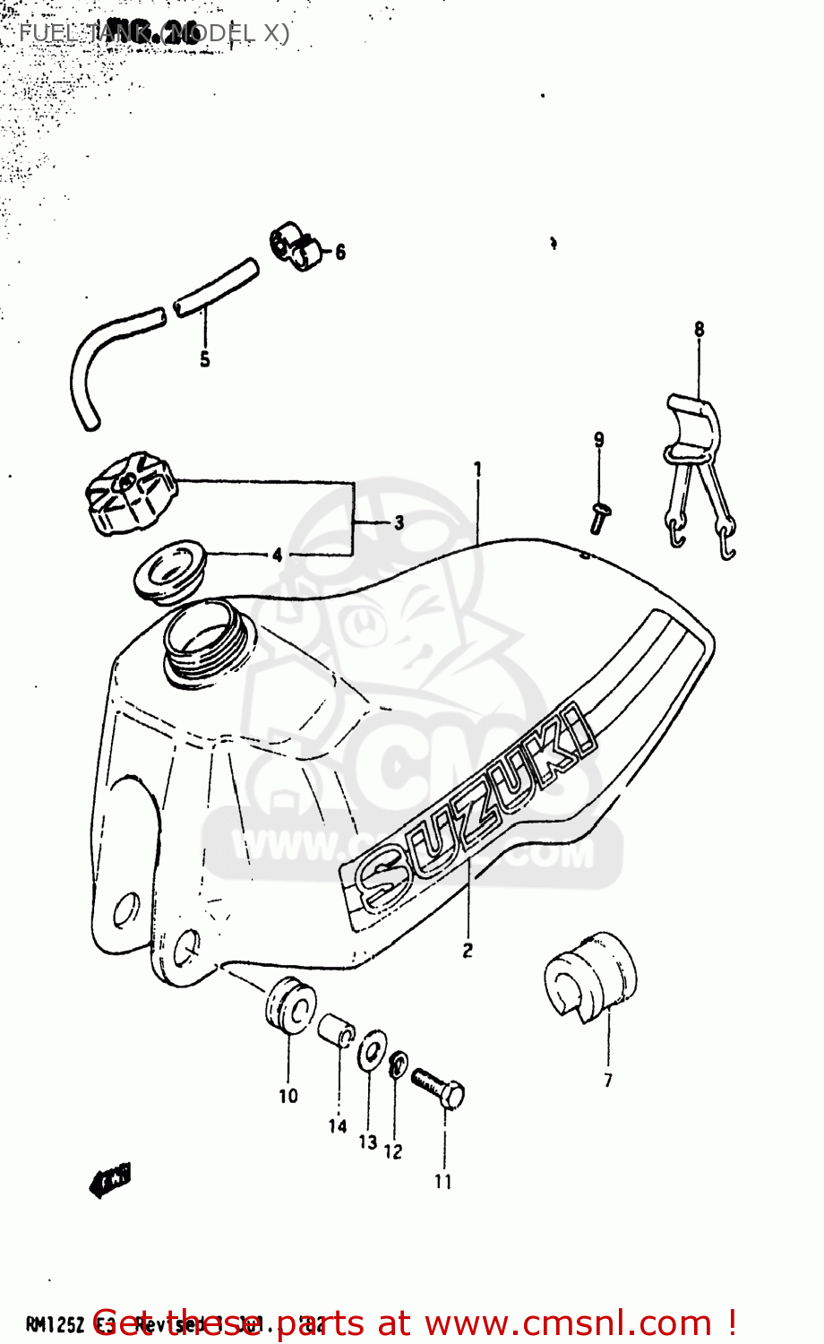 FUEL TANK (MODEL X) RM125 1981 (X) USA (E03)