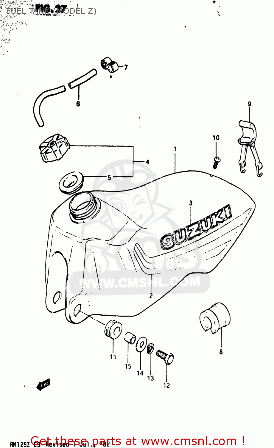 FUEL TANK (MODEL Z) RM125 1981 (X) USA (E03)