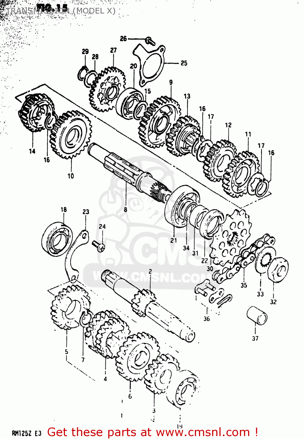 TRANSMISSION (MODEL X) RM125 1981 (X) USA (E03)