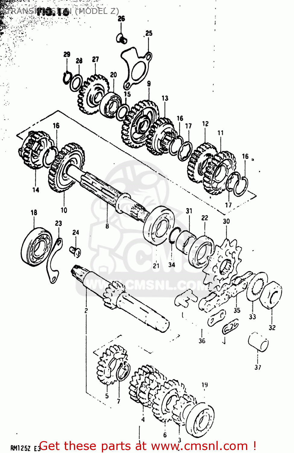 TRANSMISSION (MODEL Z) RM125 1981 (X) USA (E03)