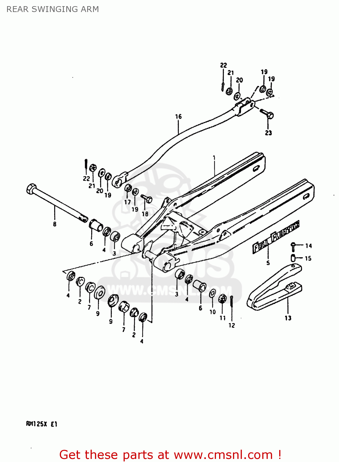 REAR SWINGING ARM RM125 1981 (X)
