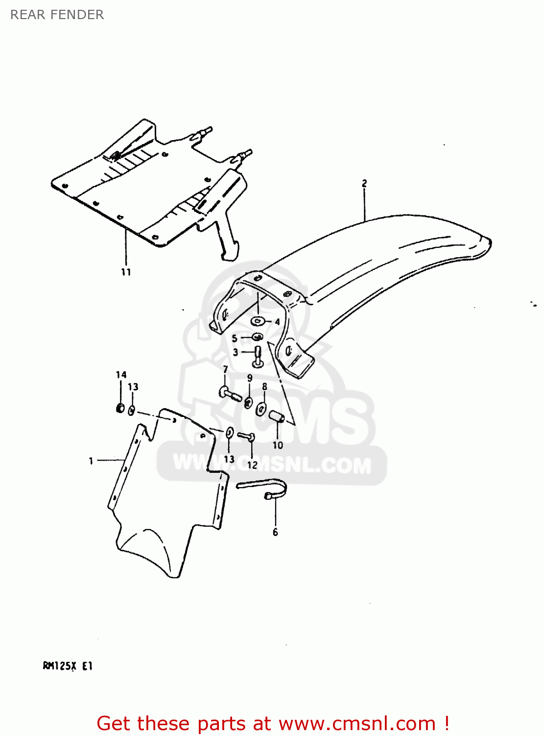 REAR FENDER RM125 1981 (X)