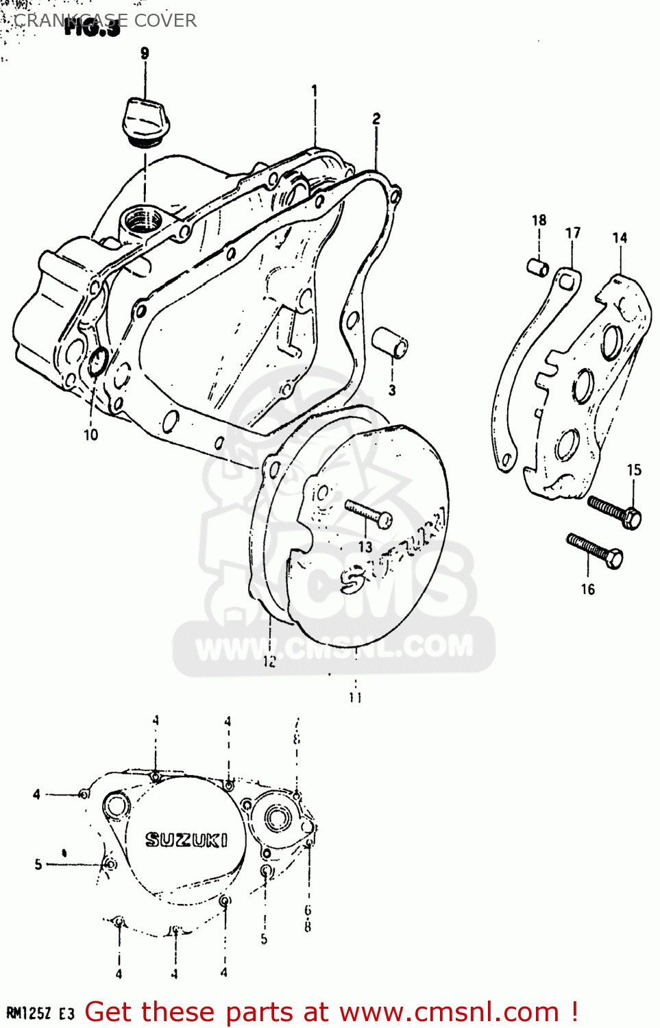 CRANKCASE COVER RM125 1982 (Z) USA (E03)