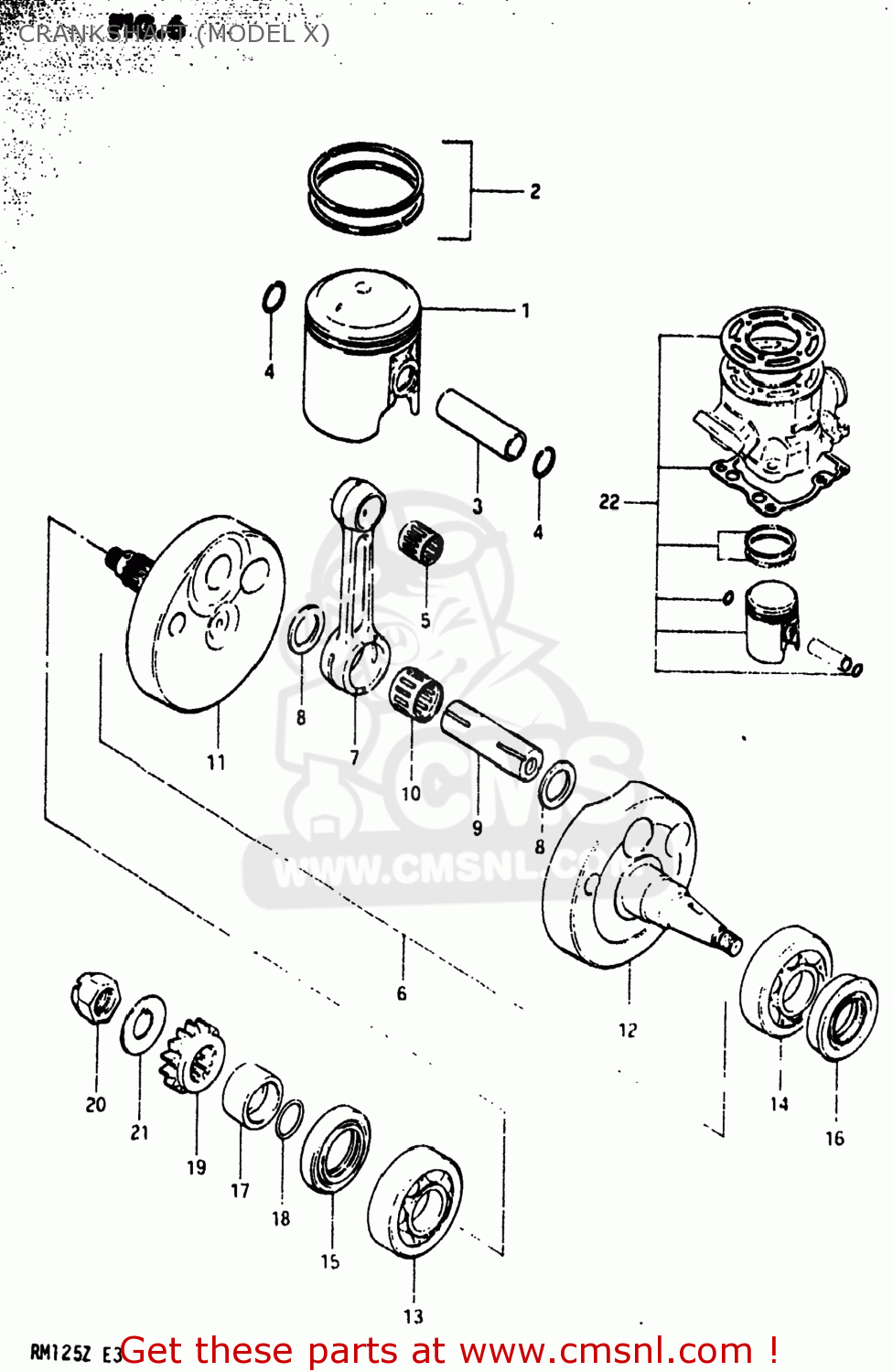 CRANKSHAFT (MODEL X) RM125 1982 (Z) USA (E03)