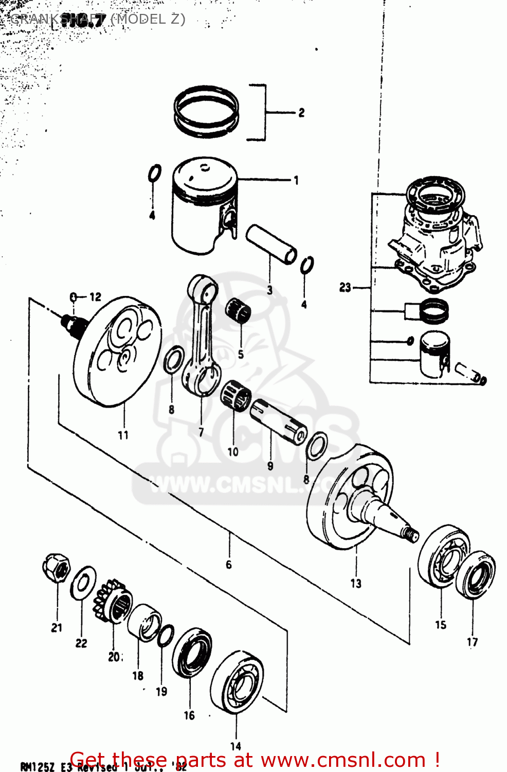CRANKSHAFT (MODEL Z) RM125 1982 (Z) USA (E03)