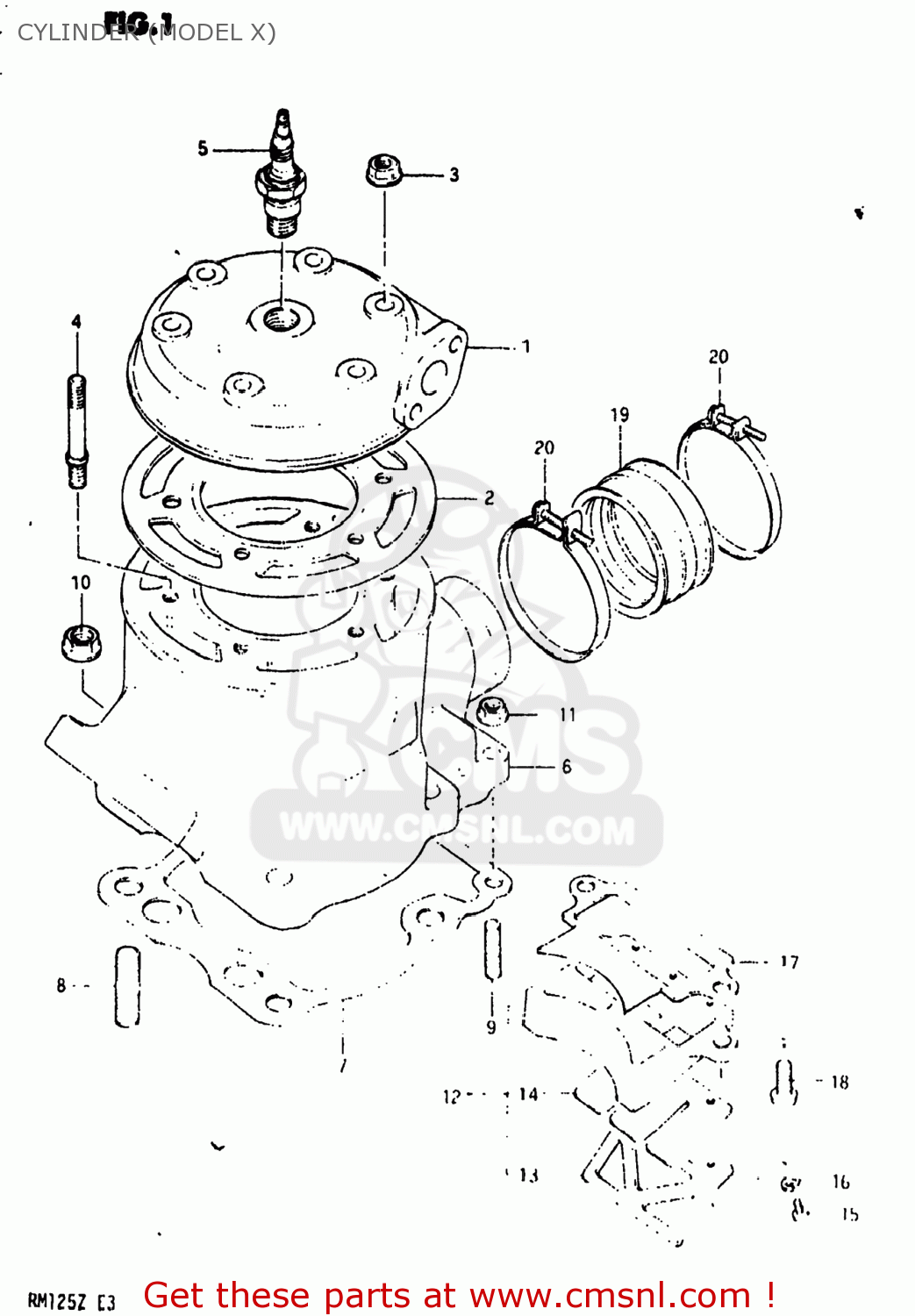CYLINDER (MODEL X) RM125 1982 (Z) USA (E03)