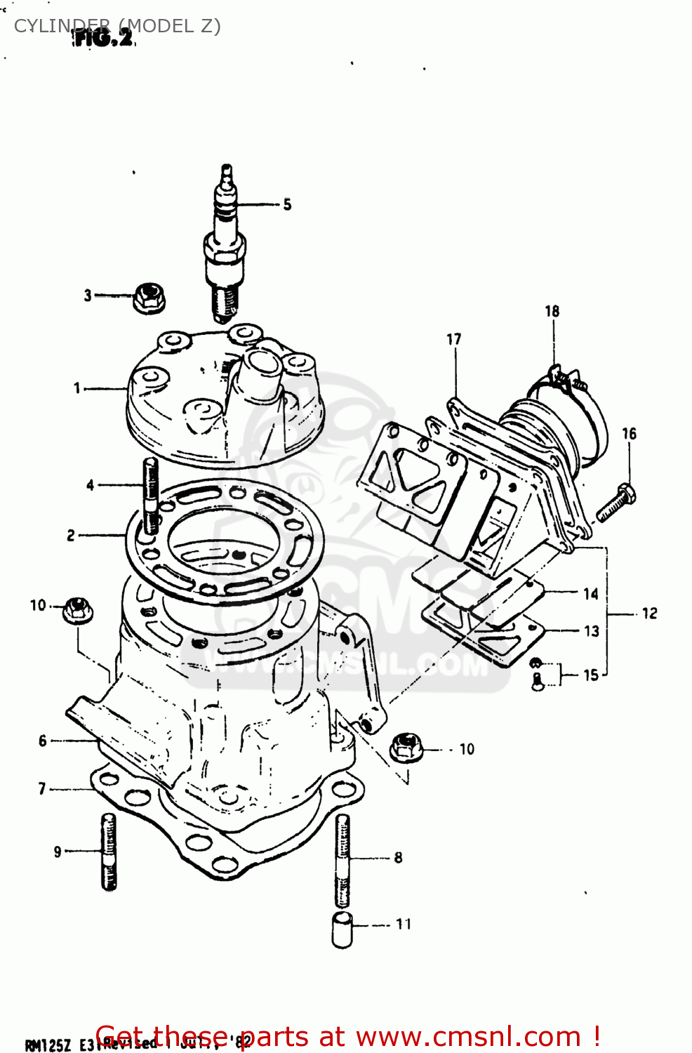 CYLINDER (MODEL Z) RM125 1982 (Z) USA (E03)
