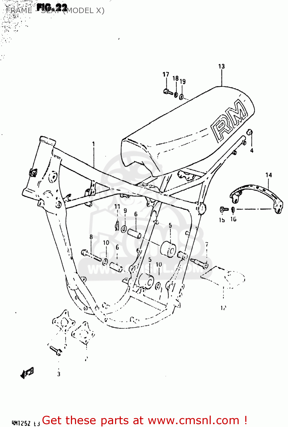 FRAME - SEAT (MODEL X) RM125 1982 (Z) USA (E03)