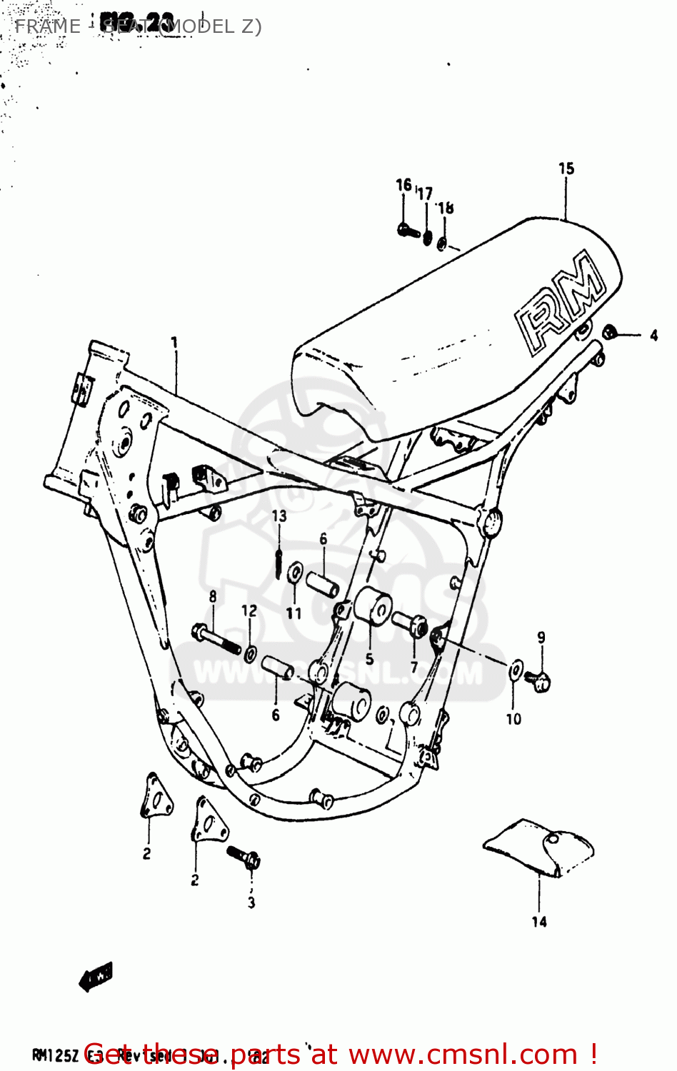 FRAME - SEAT (MODEL Z) RM125 1982 (Z) USA (E03)