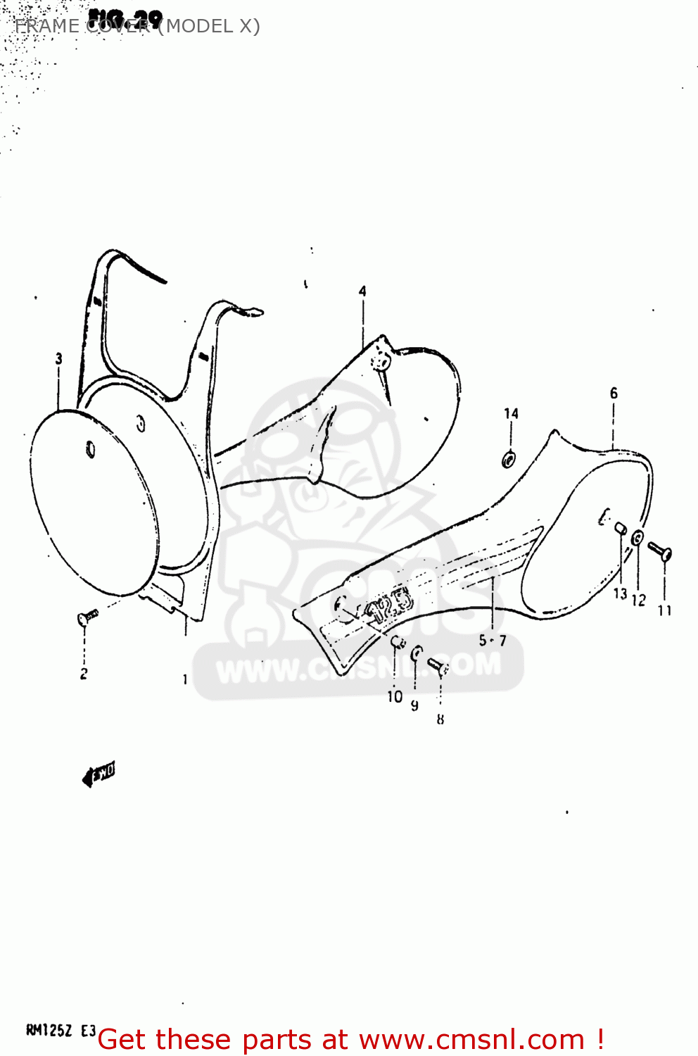 FRAME COVER (MODEL X) RM125 1982 (Z) USA (E03)
