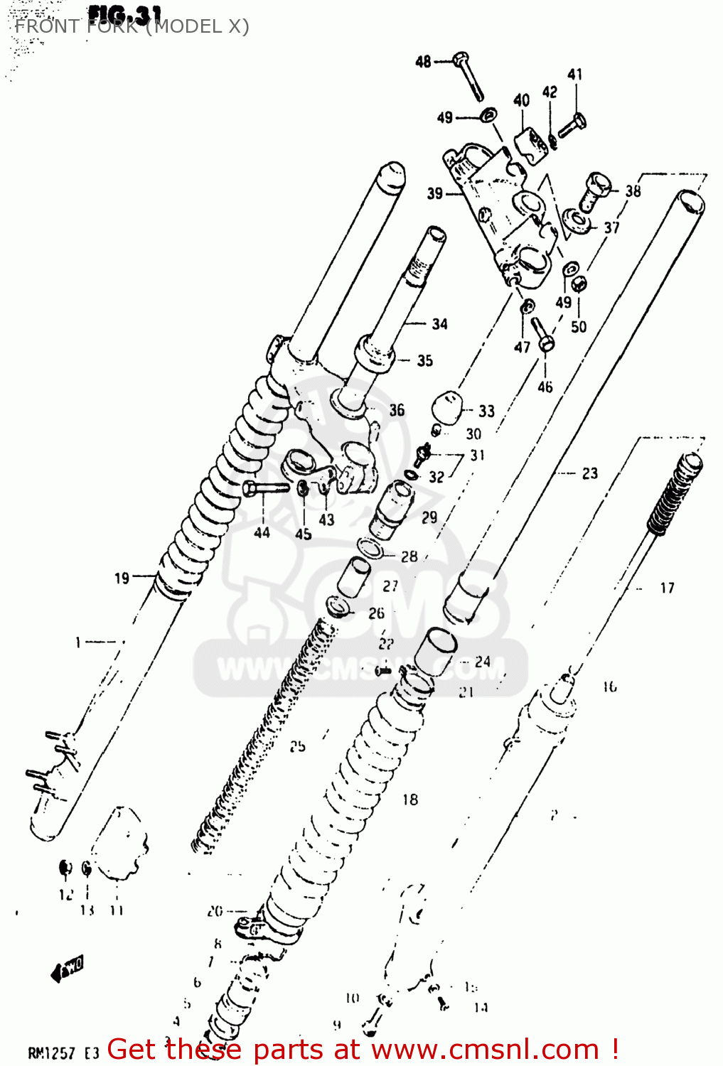FRONT FORK (MODEL X) RM125 1982 (Z) USA (E03)