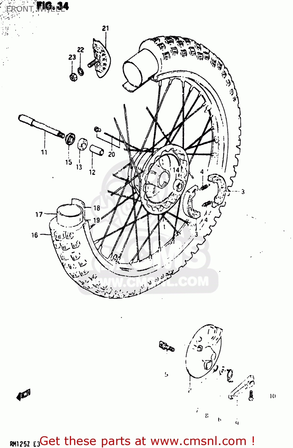 FRONT WHEEL RM125 1982 (Z) USA (E03)