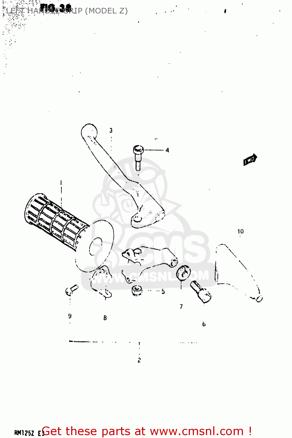 LEFT HANDLE GRIP (MODEL Z) RM125 1982 (Z) USA (E03)