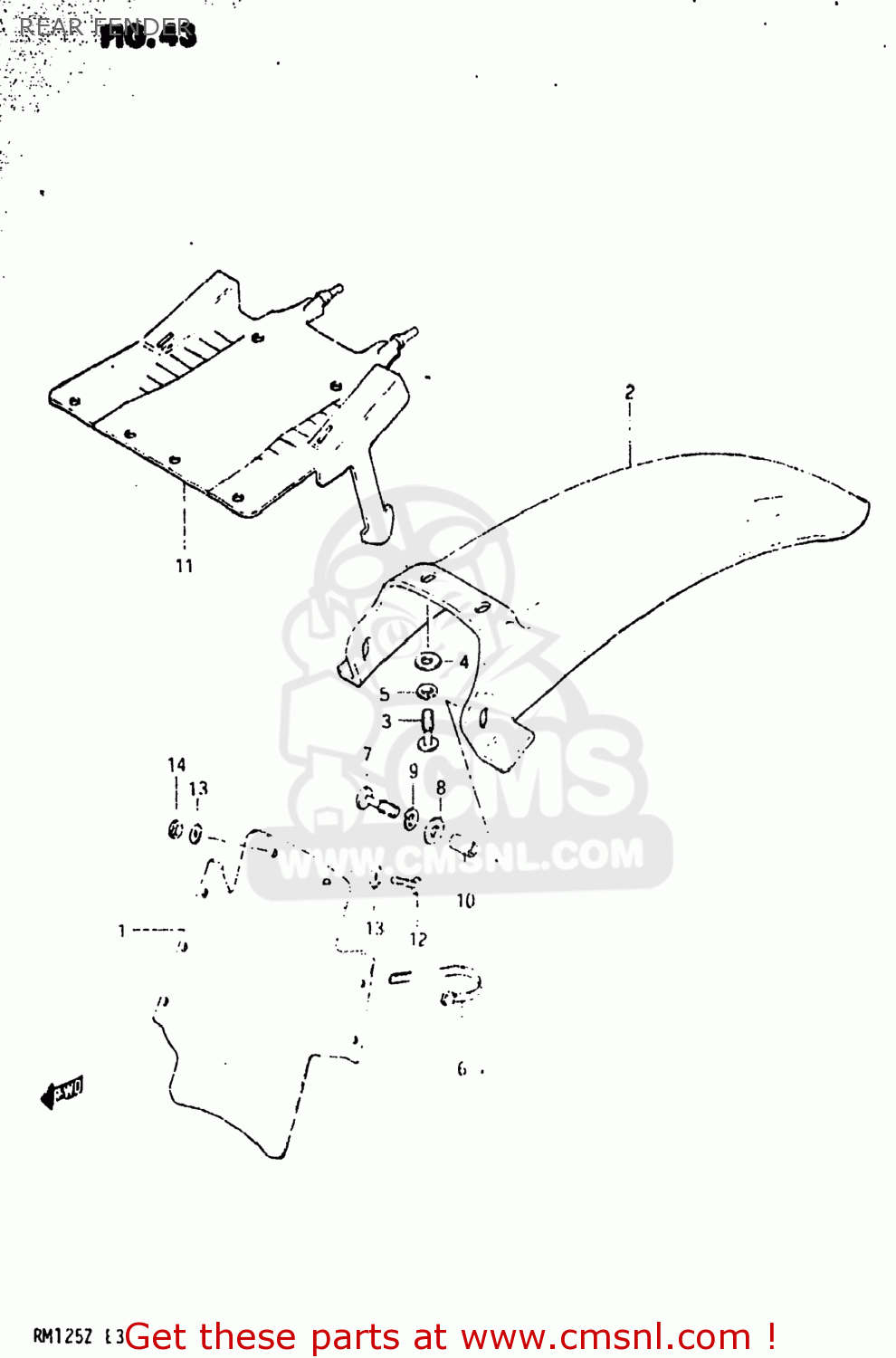 REAR FENDER RM125 1982 (Z) USA (E03)