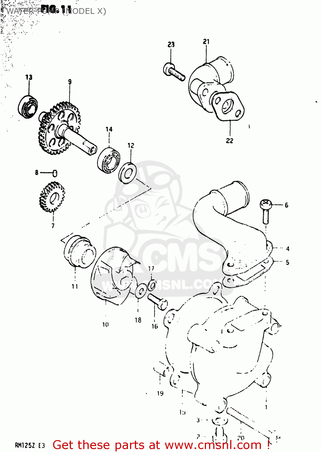 WATER PUMP (MODEL X) RM125 1982 (Z) USA (E03)