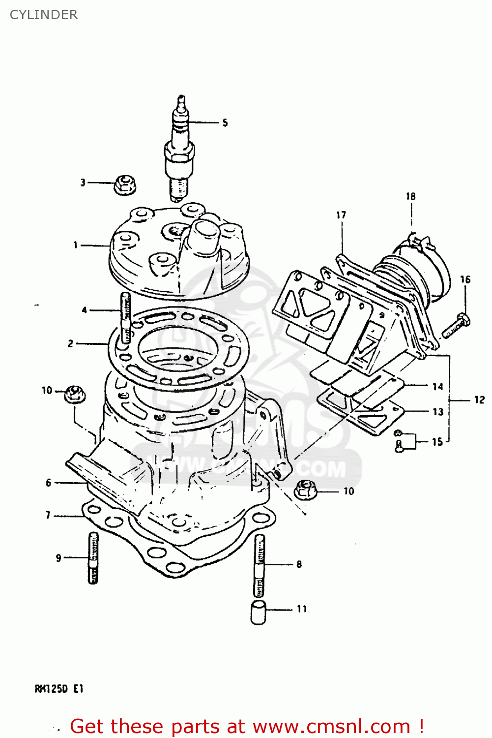 Suzuki RM125 1983 (D) CYLINDER - buy original CYLINDER ... 3 5 engine diagram 