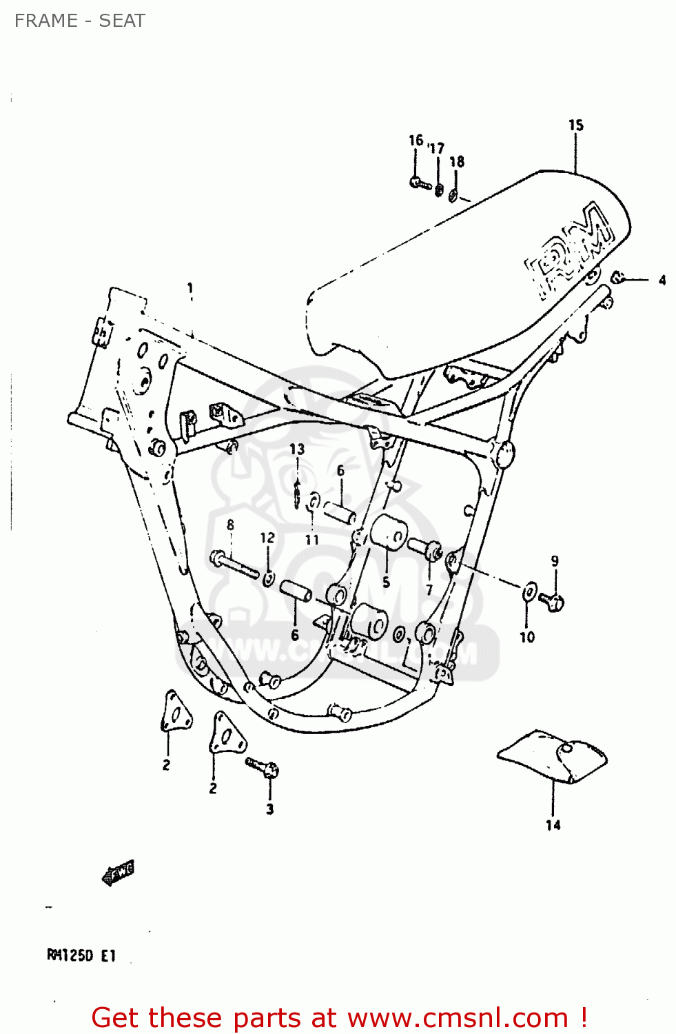 Suzuki RM125 1983 (D) FRAME - SEAT - buy original FRAME - SEAT spares ...