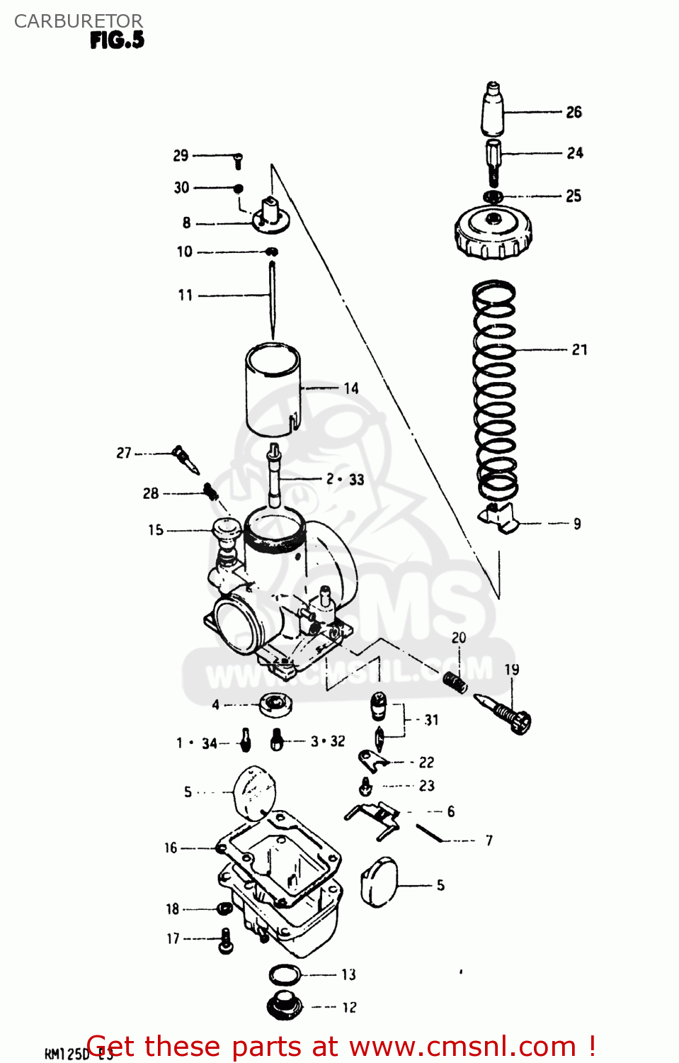 CARBURETOR RM125 1983 (D) USA (E03)