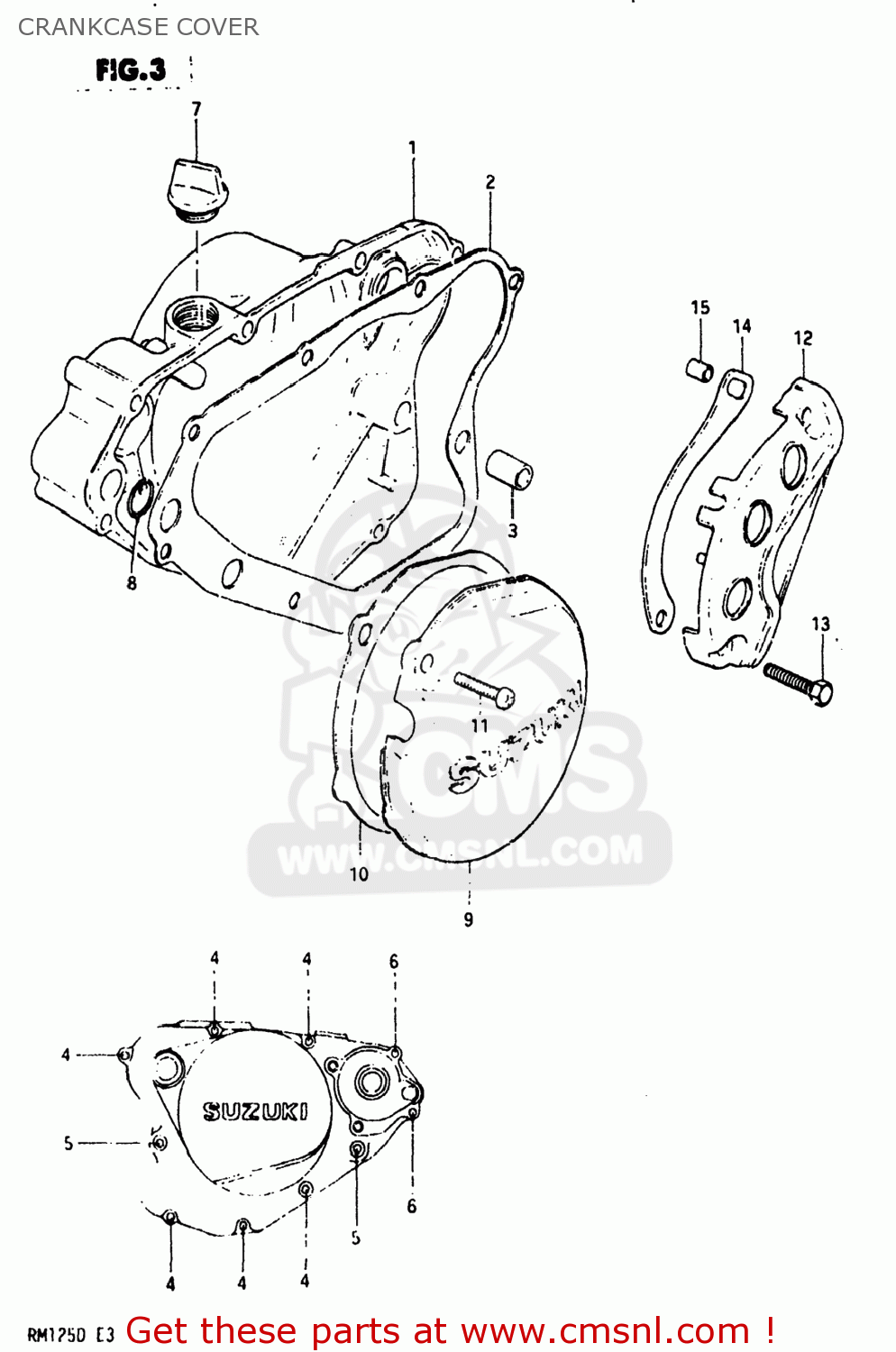 CRANKCASE COVER RM125 1983 (D) USA (E03)