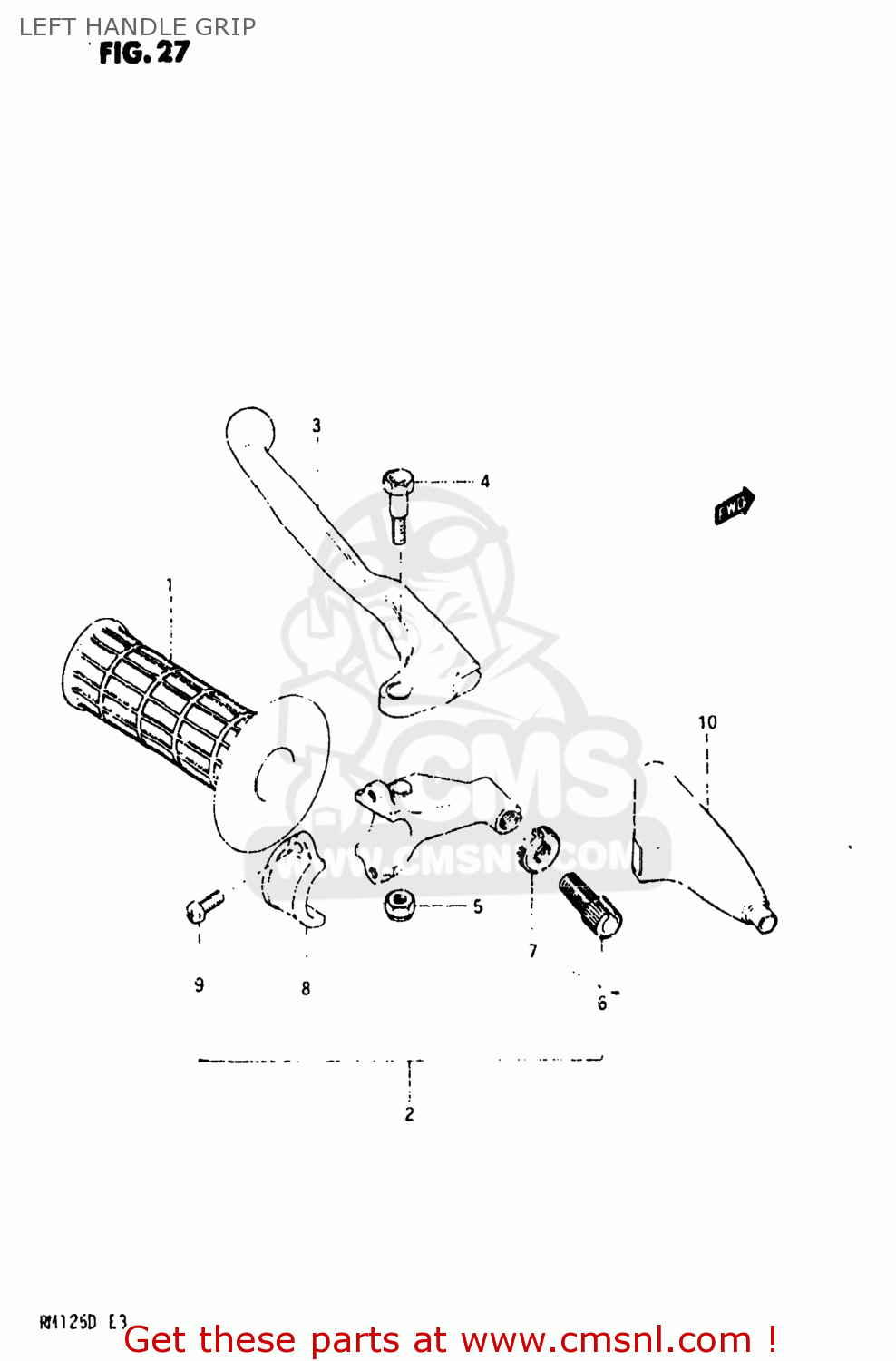 LEFT HANDLE GRIP RM125 1983 (D) USA (E03)