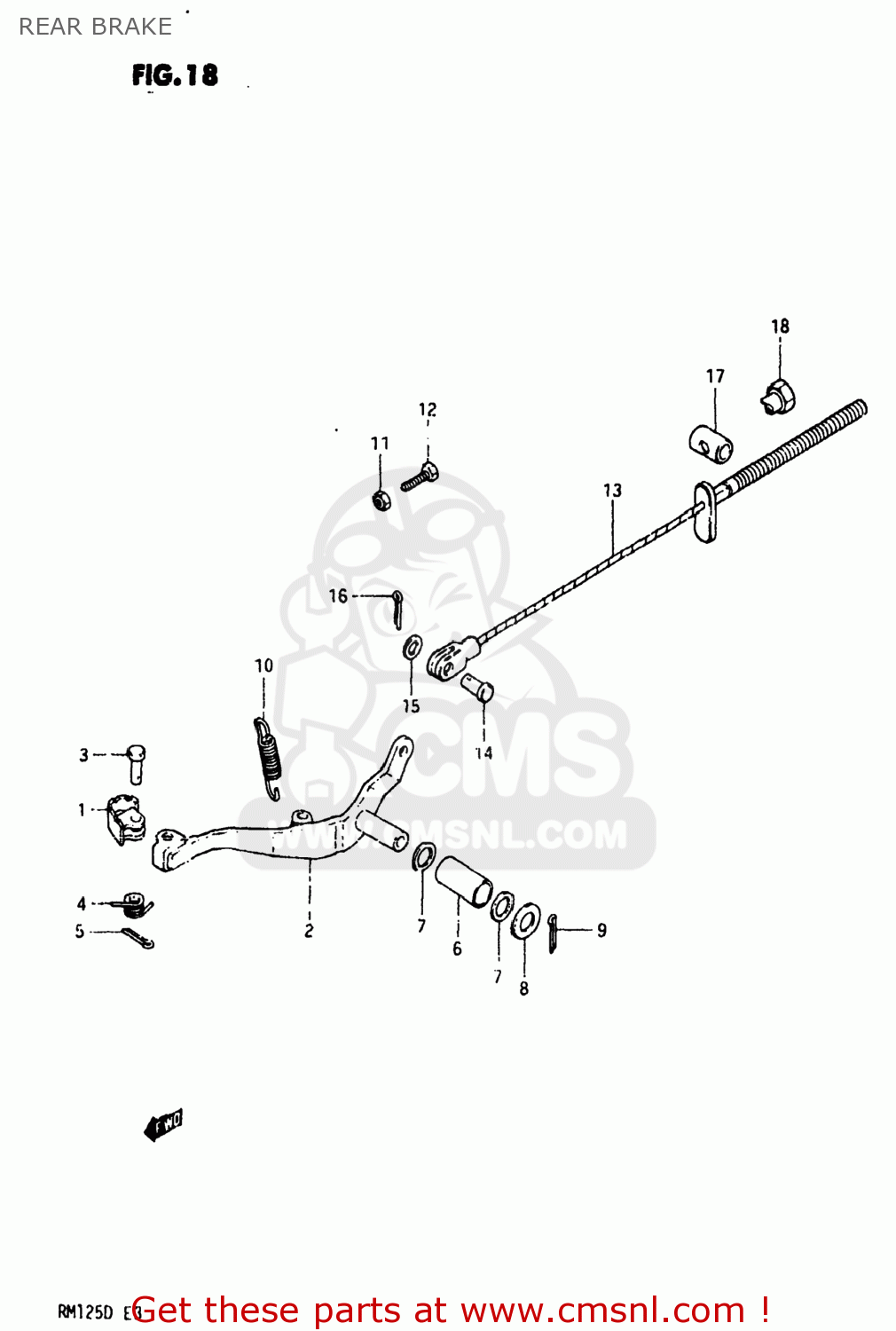 REAR BRAKE RM125 1983 (D) USA (E03)