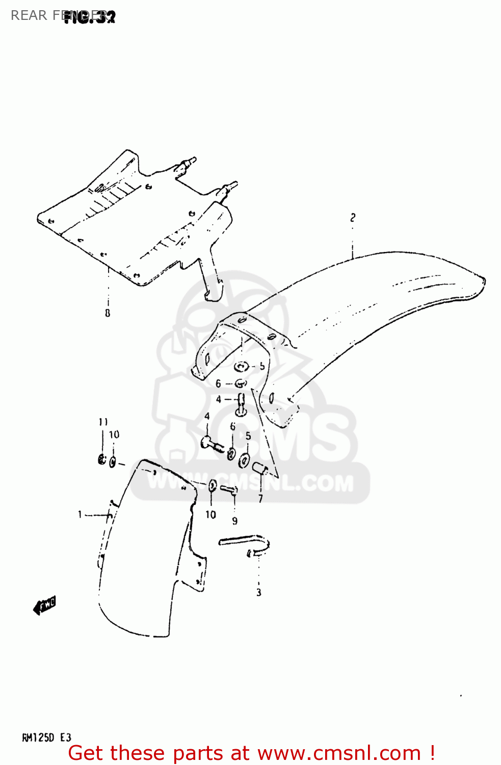 REAR FENDER RM125 1983 (D) USA (E03)