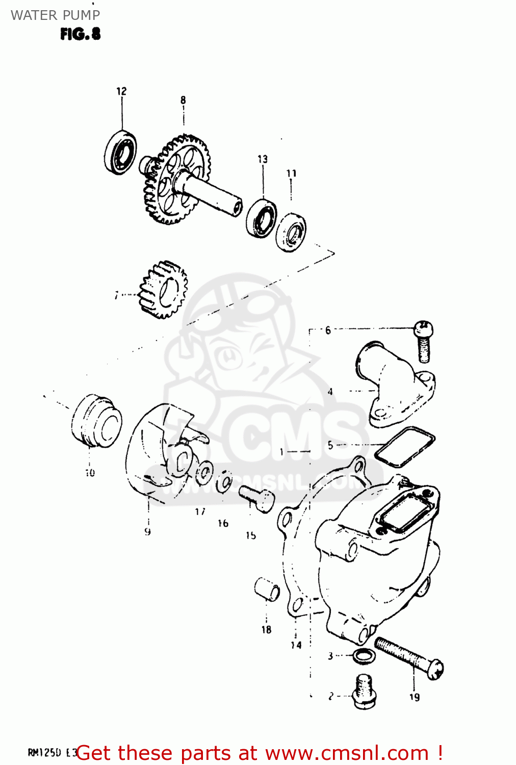 WATER PUMP RM125 1983 (D) USA (E03)