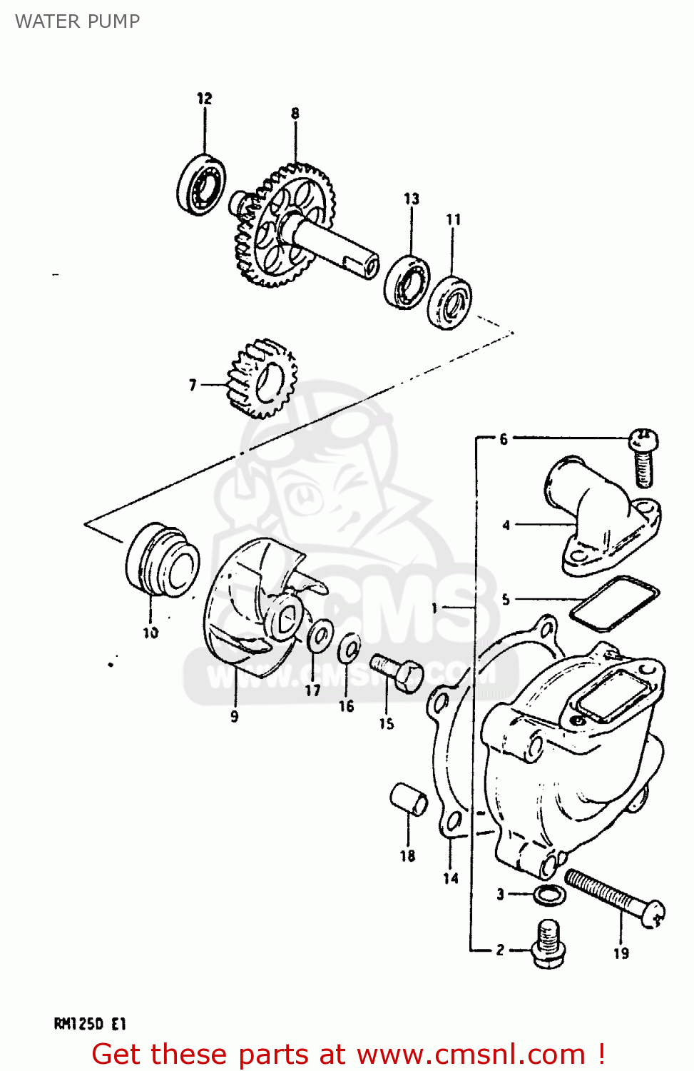 Suzuki RM125 1983 (D) WATER PUMP - buy original WATER PUMP ... bolt joint diagram 